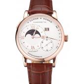 A. Lange & Sohne Grand Lange 1 Moon Phase White Dial Rose Gold Case Brown Leather Strap