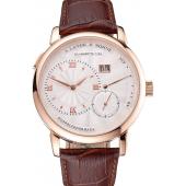 Replica A. Lange & Sohne Lange 1 White Dial Rose Gold Case Brown Leather Strap