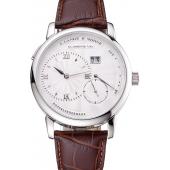 A. Lange & Sohne Lange 1 White Dial Stainless Steel Case Brown Leather Strap