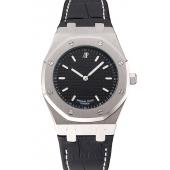 Audemars Piguet Royal Oak Fondation Black Dial Stainless Steel Case Black Leather Strap