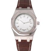 Audemars Piguet Royal Oak Fondation White Dial Stainless Steel Case Brown Leather Strap