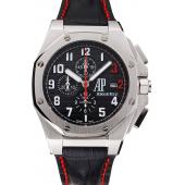 Replica Audemars Piguet Royal Oak Offshore Shaquille O'Neal Black Dial Stainless Steel Case Black Leather Strap