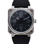 Bell and Ross BR 01-92 Black Dial Silver Case Black Leather Strap