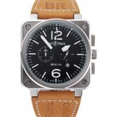 Bell And Ross BR 03-94 Black Dial Silver Case Brown Leather Strap HM04567