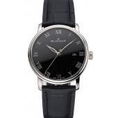 Blancpain Villeret Ultra Slim Black Dial Stainless Steel Case Black Leather Strap Replica