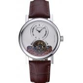 Breguet Classique Grande Complication Tourbillon Silver Case White Dial Brown Leather Strap 622210 Replica