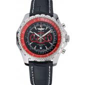 Breilting Bentley Supersports Black And Red Dial Black Leather Bracelet  622430