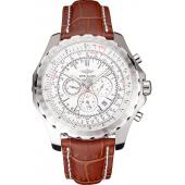 Replica Breitling Bentley Motors T Stainless Steel Case White Dial Brown Leather Bracelet 622234