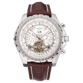 Breitling Bentley Mulliner Tourbillon White Dial Stainless Steel Case Brown Leather Strap  622729