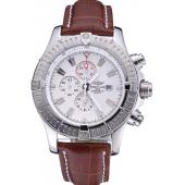 Breitling Chronomat Evolution White Dial Brown Leather Bracelet  622517