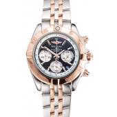 Breitling Chronomat Quartz Dark Blue Dial Rose Gold Case Stainless Steel Case Two Tone Bracelet