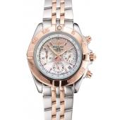 Breitling Chronomat Quartz Pearl Dial Rose Gold Bezel Stainless Steel Case Two Tone Bracelet