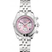 Breitling Chronomat Quartz Pink Dial Stainless Steel Case And Bracelet