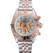 Replica Breitling Chronomat White Dial Rose Gold Bezel And Subdials Stainless Steel Case Two Tone Bracelet