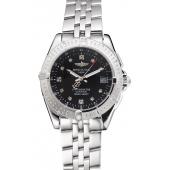 Breitling Colt Lady Black Dial Diamond Hour Marks Stainless Stees Case And Bracelet