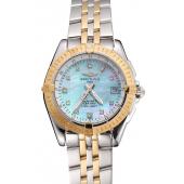 Breitling Colt Lady Light Blue Dial Diamond Hour Marks Gold Bezel Stainless Steel Case Two Tone Bracelet