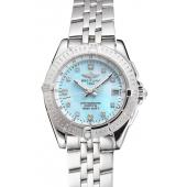 Breitling Colt Lady Light Blue Dial Diamond Hour Marks Stainless Steel Case And Bracelet Replica