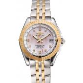 Breitling Colt Lady Pink Dial Diamond Hour Marks Gold Bezel Stainless Steel Case Two Tone Bracelet