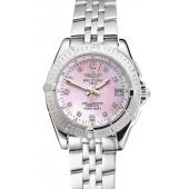 Breitling Colt Lady Pink Dial Diamond Hour Marks Stainless Steel Case And Bracelet