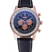 Breitling Navitimer 01 Black Dial Rose Gold Case Black Leather Bracelet  622503