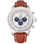 Breitling Navitimer Brown Leather Strap White Dial