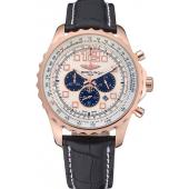 Breitling Navitimer Rosegold Bezek Leather Strap White Dial