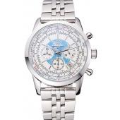 Breitling Transocean Chronograph Unitime White Dial Stainless Steel Case And Bracelet 622226 Replica