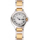 Replica Cartier Ballon Bleu 30mm White Dial Stainless Steel Case Two Tone Bracelet