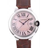 Cheap Cartier Ballon Bleu 38mm White Dial Stainless Steel Case Brown Leather Bracelet