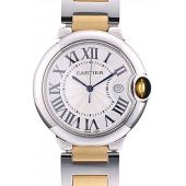 Cartier Ballon Bleu 38mm White Dial Stainless Steel Case Two Tone Gold Bracelet