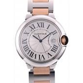 Cartier Ballon Bleu 38mm White Dial Stainless Steel Case Two Tone Rose Gold Bracelet Replica