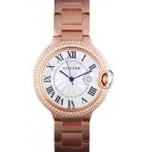 Cartier Ballon Bleu 42mm White Dial Diamonds Pink Gold Case And Bracelet