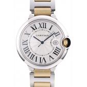 Cartier Ballon Bleu 42mm White Dial Stainless Steel Case Two Tone Gold Bracelet