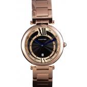 Cartier Ballon Bleu Rose Gold Stainelss Steel Strap Black Dial  621454 Replica