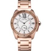 Cartier Calibre De Cartier Small Seconds White Dial Rose Gold Case And Bracelet Replica