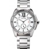 Cheap Cartier Calibre De Cartier Small Seconds White Dial Stainless Steel Case And Bracelet