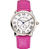 Replica Cartier Ronde Louis Cartier White Dial Stainless Steel Case Fuchsia Leather Strap