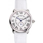 Cartier Ronde Louis Cartier White Dial Stainless Steel Case White Leather Strap