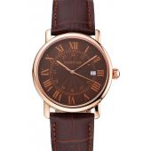 Replica Cartier Ronde Solo Brown Dial Rose Gold Case Brown Leather Strap