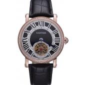 Cheap Cartier Rotonde Flying Tourbillon Diamonds Black Dial 621951