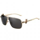 Cheap Cartier Screw And Panthere Decor Gold Frames Black Lenses Sunglasses  308135