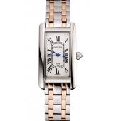 Cartier Tank Americaine 21mm White Dial Stainless Steel Case Two Tone Bracelet Replica