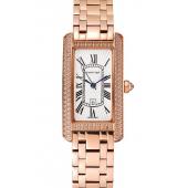 Cartier Tank Americaine White Dial Diamond Bezel Rose Gold Case And Bracelet 1453779