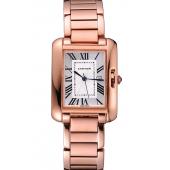 Cartier Tank Anglaise 30mm White Dial Rose Gold Case And Bracelet