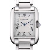 Cartier Tank Anglaise 30mm White Dial Stainless Steel Case And Bracelet