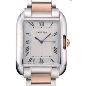 Cartier Tank Anglaise 36mm White Dial Stainless Steel Case Two Tone Bracelet