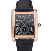 Cartier Tank MC Black Dial Gold Case Black Leather Strap  622580