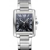 Cartier Tank MC Black Dial Stainless Steel Case And Bracelet  622698