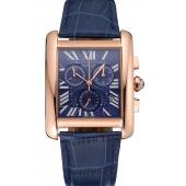 Cartier Tank MC Blue Dial Gold Case Blue Leather Bracelet  622695