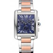 Cartier Tank MC Blue Dial Stainless Steel Case Two Tone Bracelet  622700